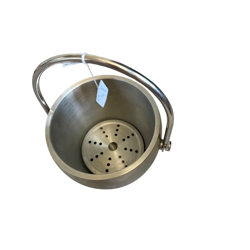 Brushed Stainless Steel Ice Bucket with Lid Handle and Drain Plate Insulated